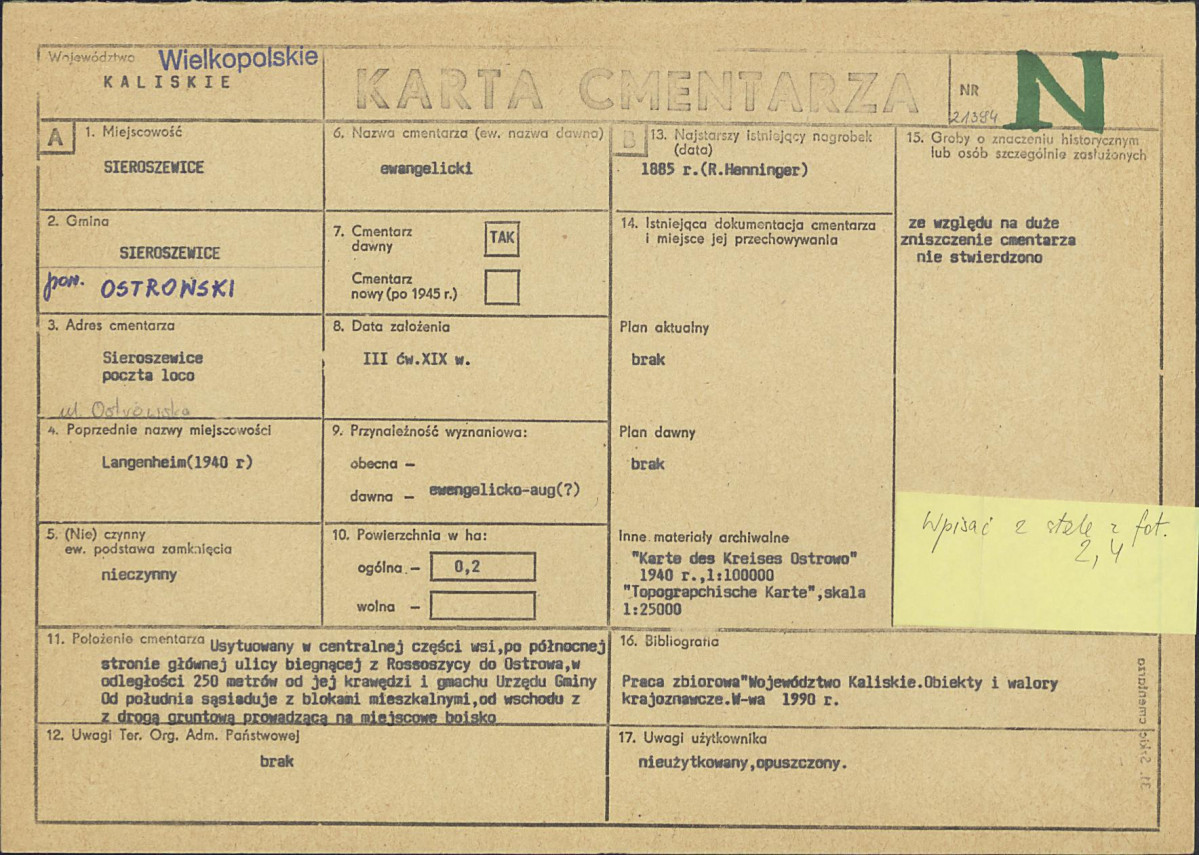 Karta cmentarza, skan nr 1