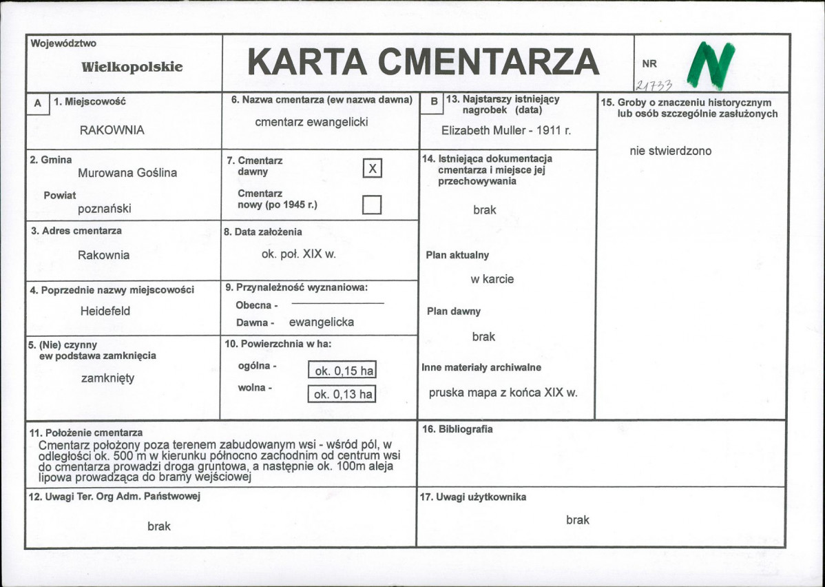 KC - Karta cmentarza, skan nr 1