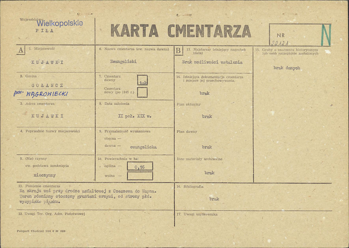 KC - Karta cmentarza, skan nr 1