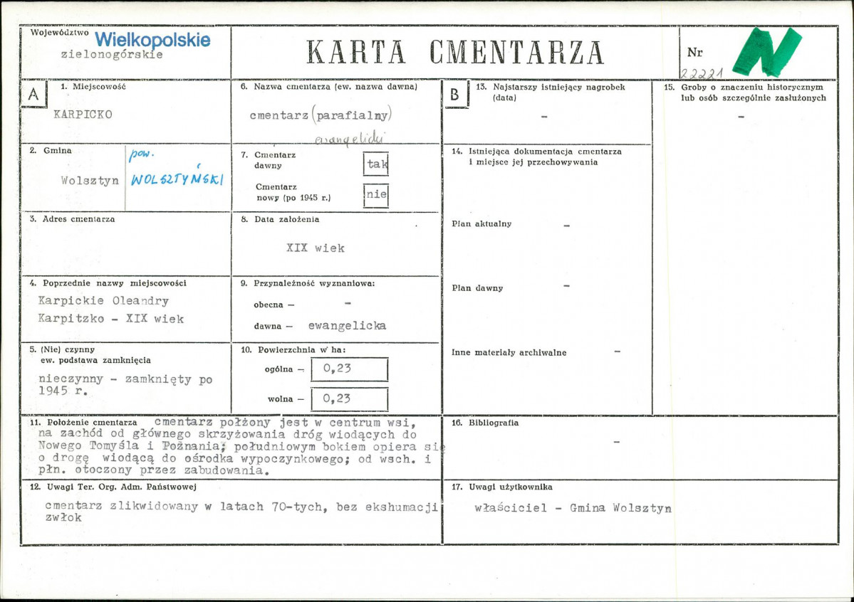 KC - Karta cmentarza, skan nr 1
