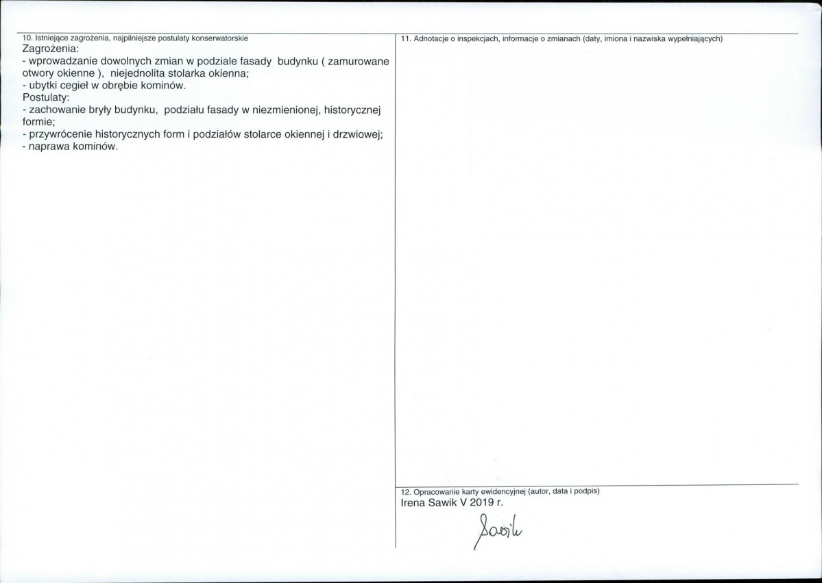 Karta obiektu niewpisanego do rejestru, skan nr 2