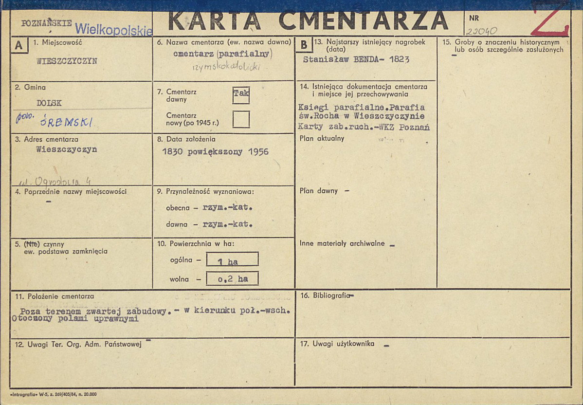 KC - Karta cmentarza, skan nr 1