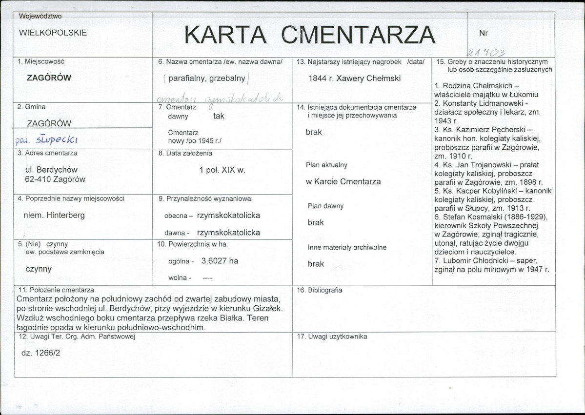 KC - Karta cmentarza, skan nr 1