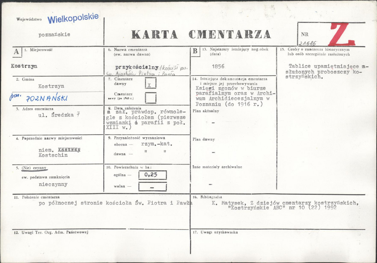 KC - Karta cmentarza, skan nr 1