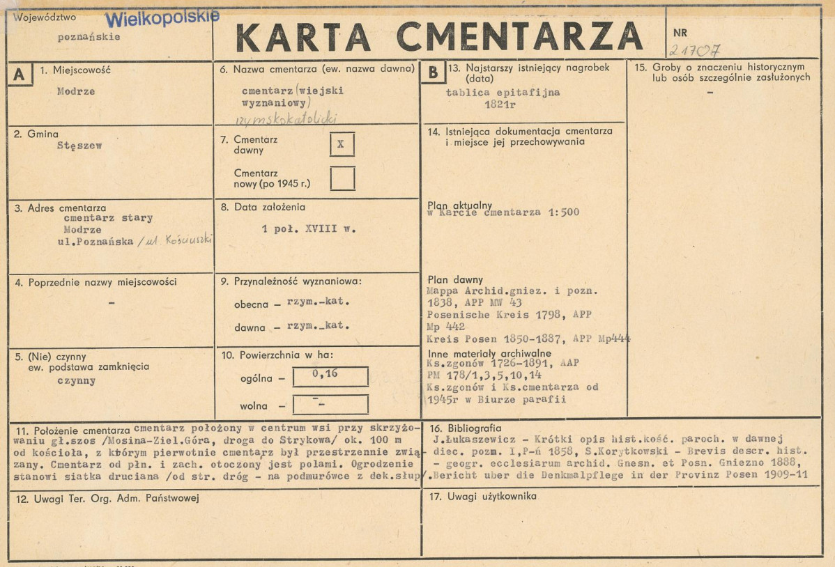 KC - Karta cmentarza, skan nr 1