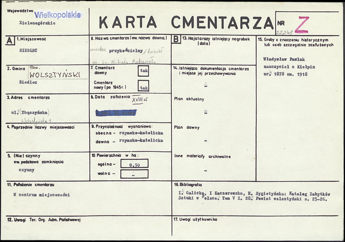 KC - Karta cmentarza, skan nr 1