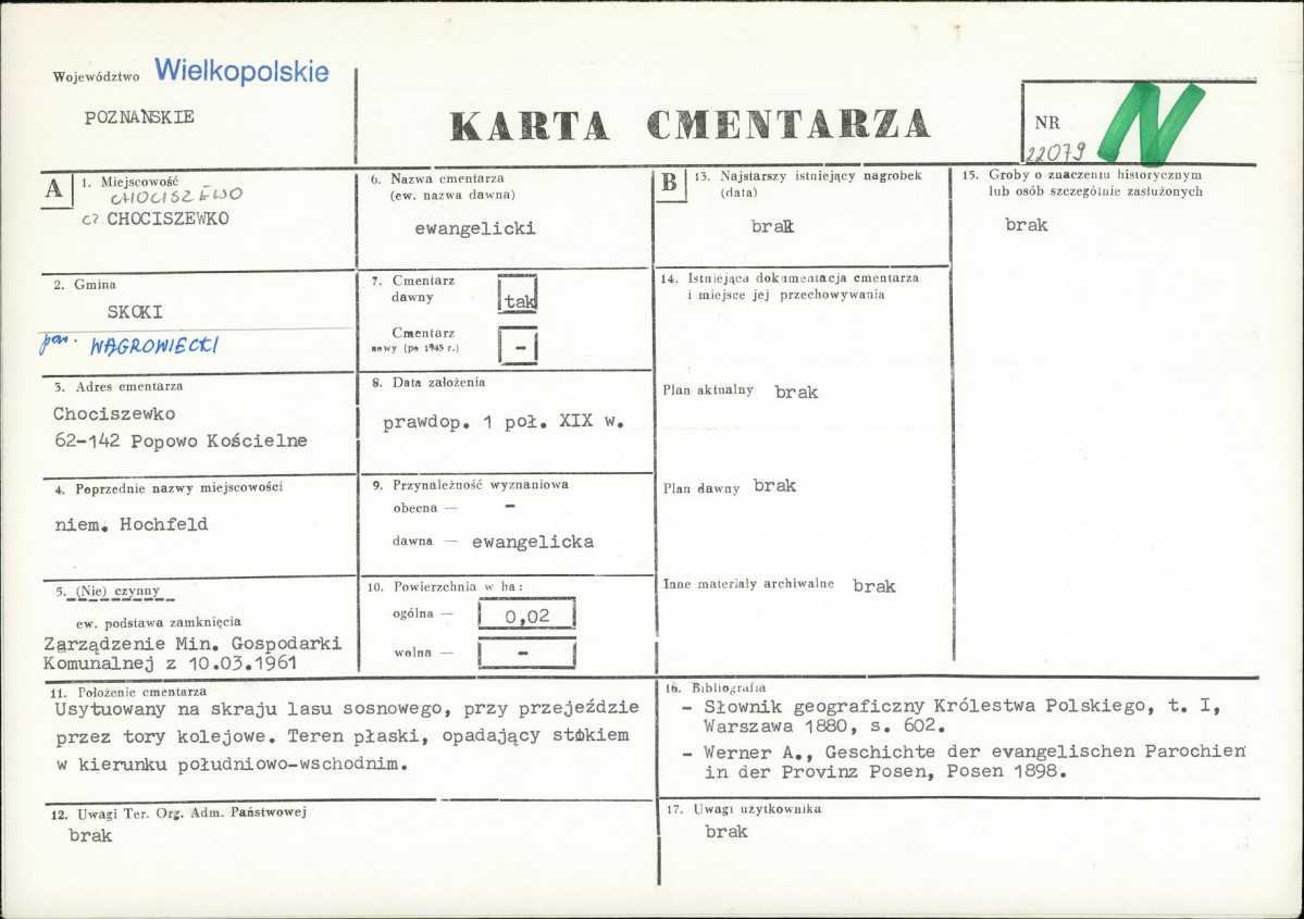 KC - Karta cmentarza, skan nr 1
