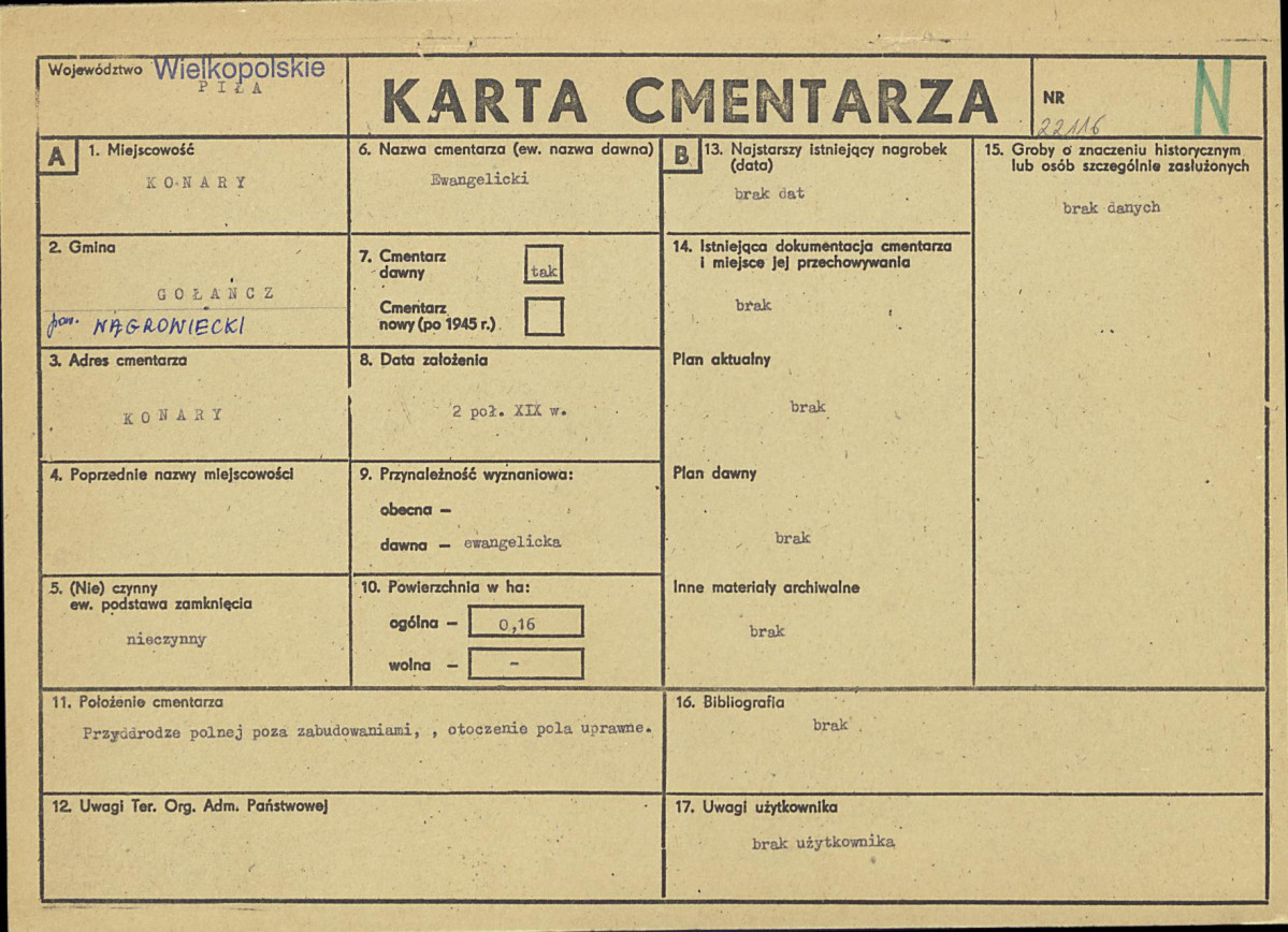KC - Karta cmentarza, skan nr 1
