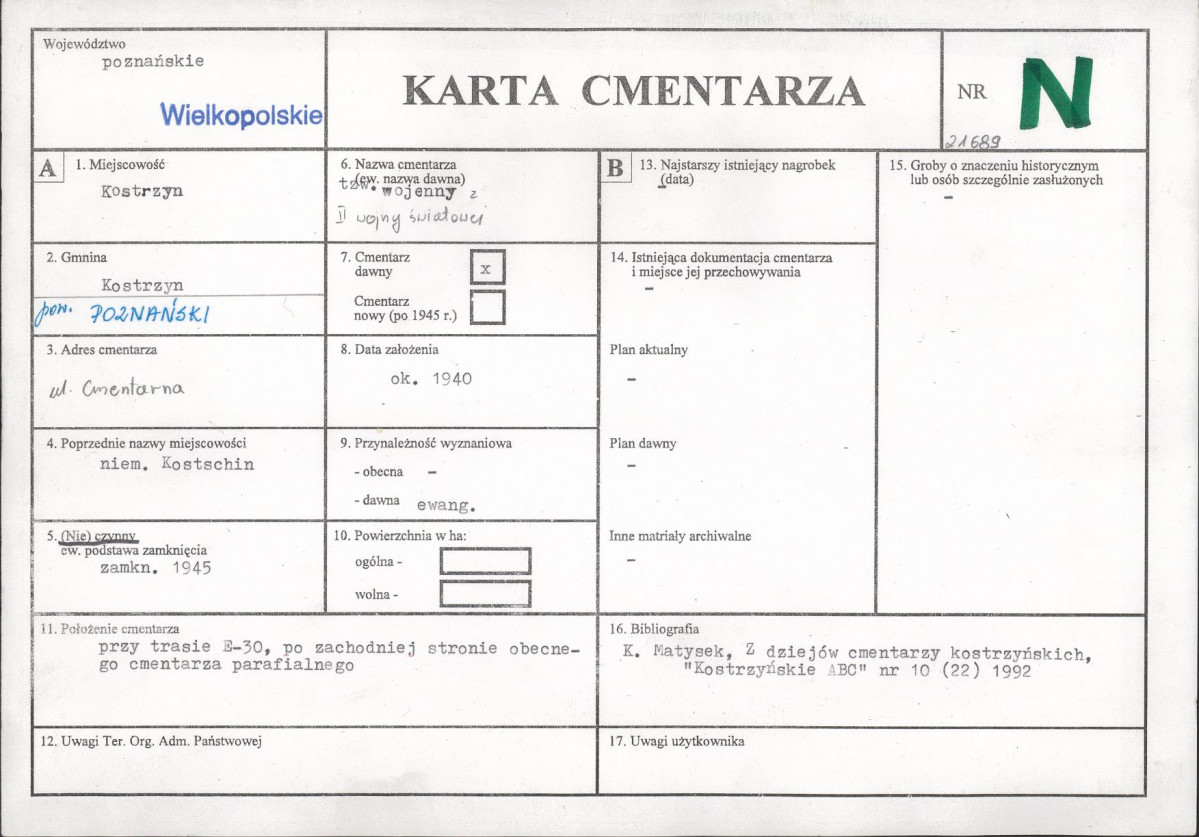 KC - Karta cmentarza, skan nr 1
