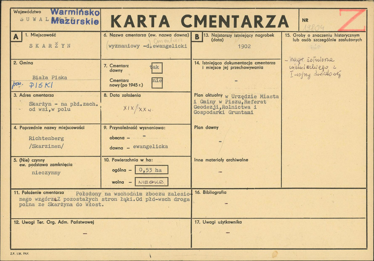 Karta cmentarza, skan nr 1