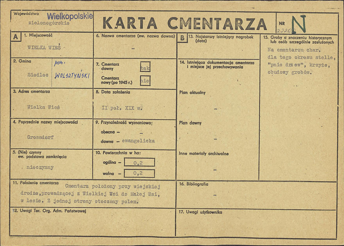 KC - Karta cmentarza, skan nr 1