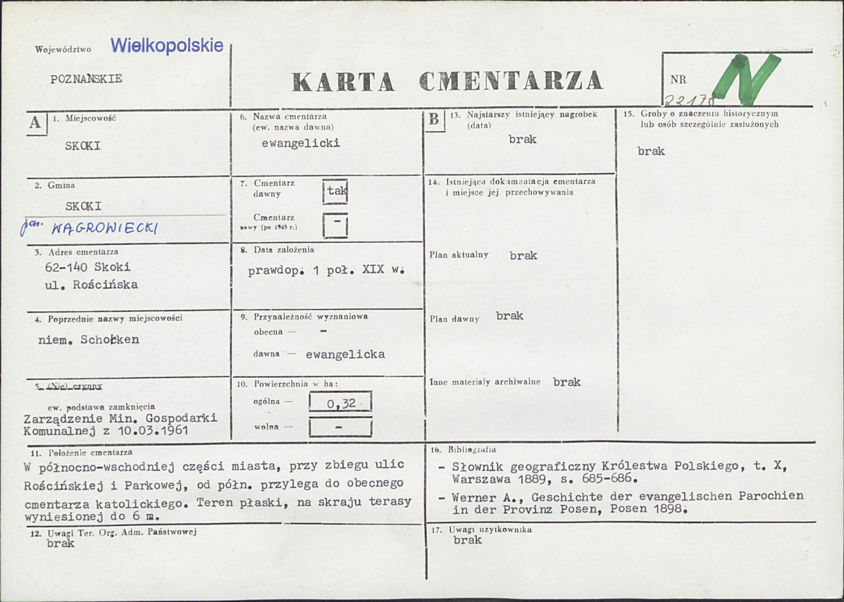 KC - Karta cmentarza, skan nr 1