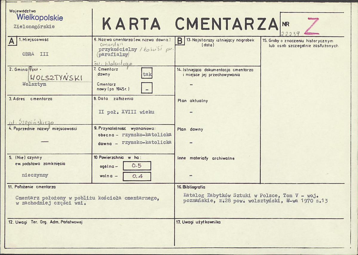 KC - Karta cmentarza, skan nr 1