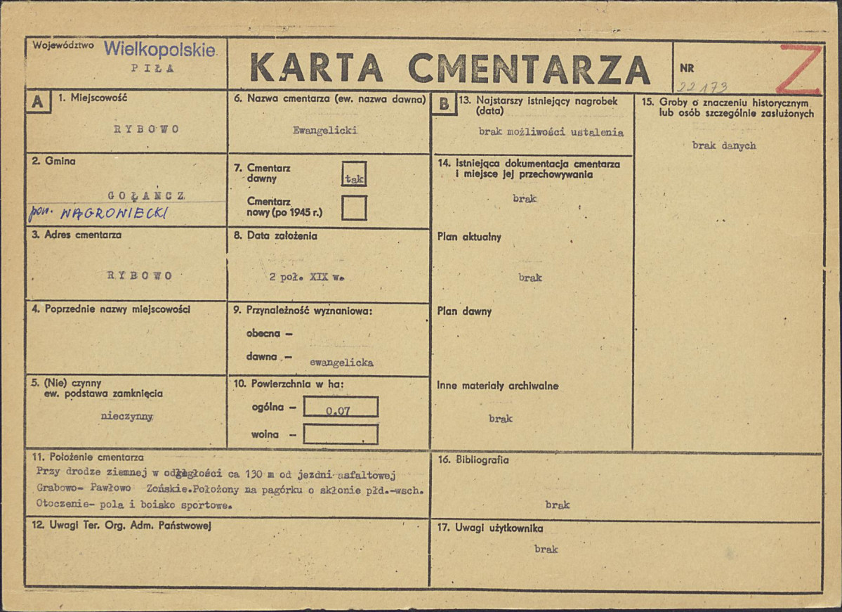 KC - Karta cmentarza, skan nr 1