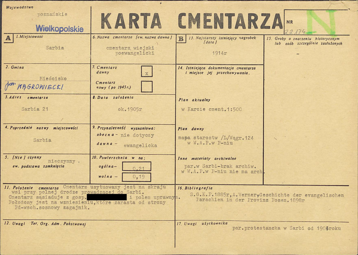KC - Karta cmentarza, skan nr 1