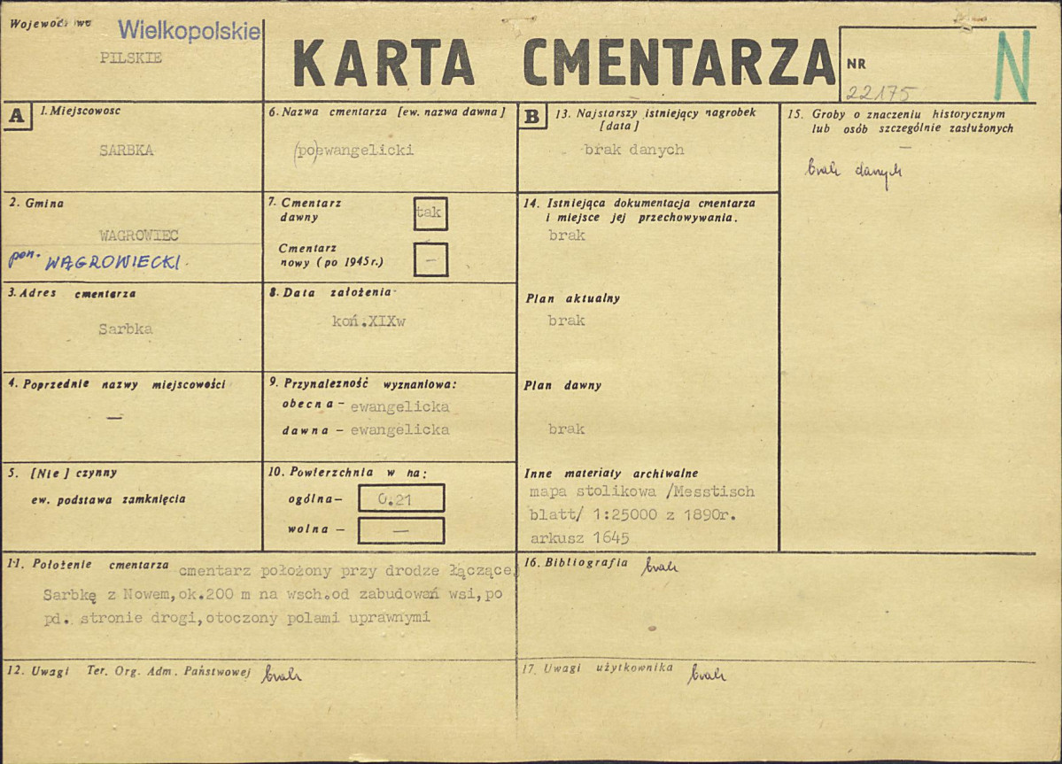 KC - Karta cmentarza, skan nr 1