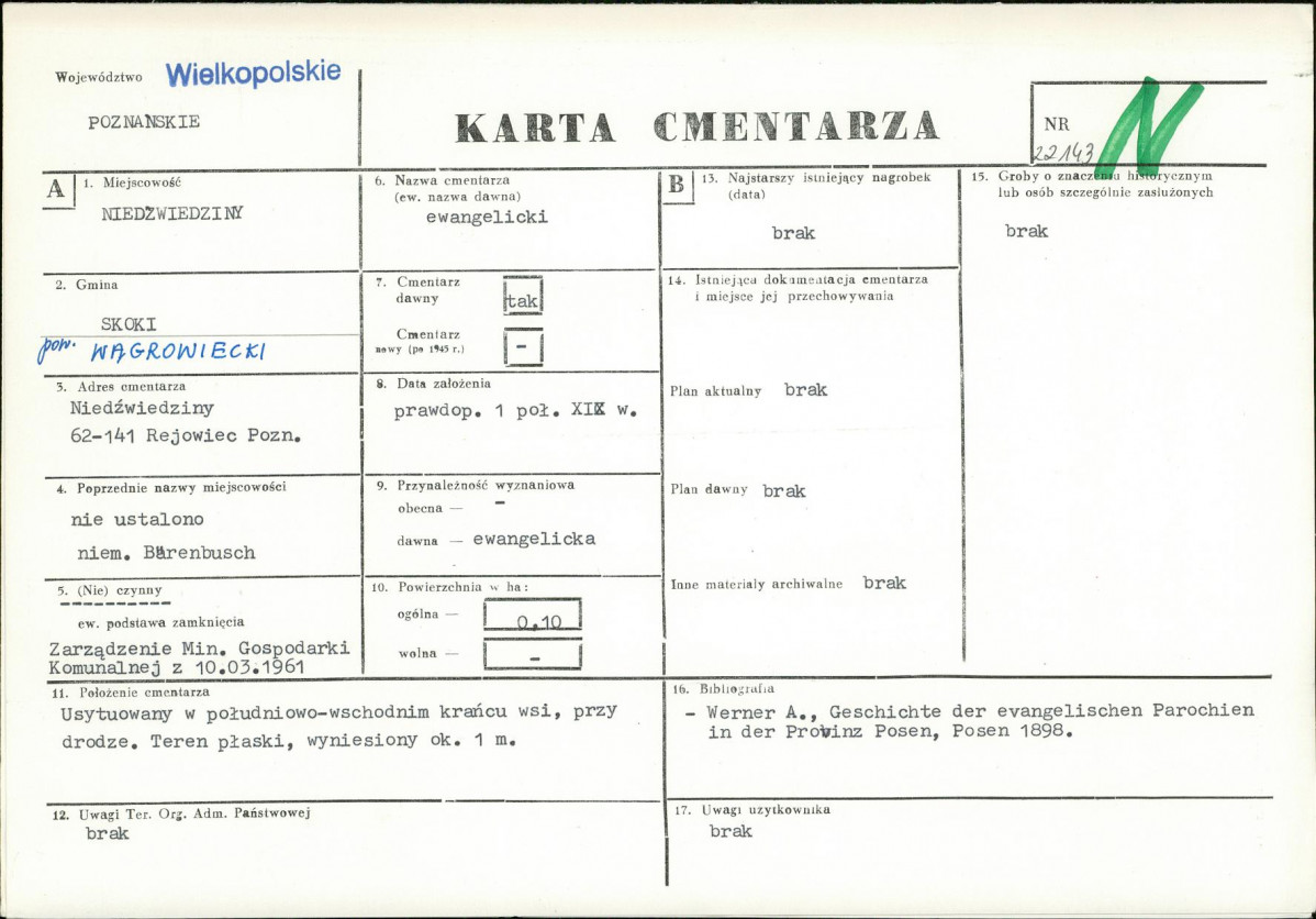 KC - Karta cmentarza, skan nr 1