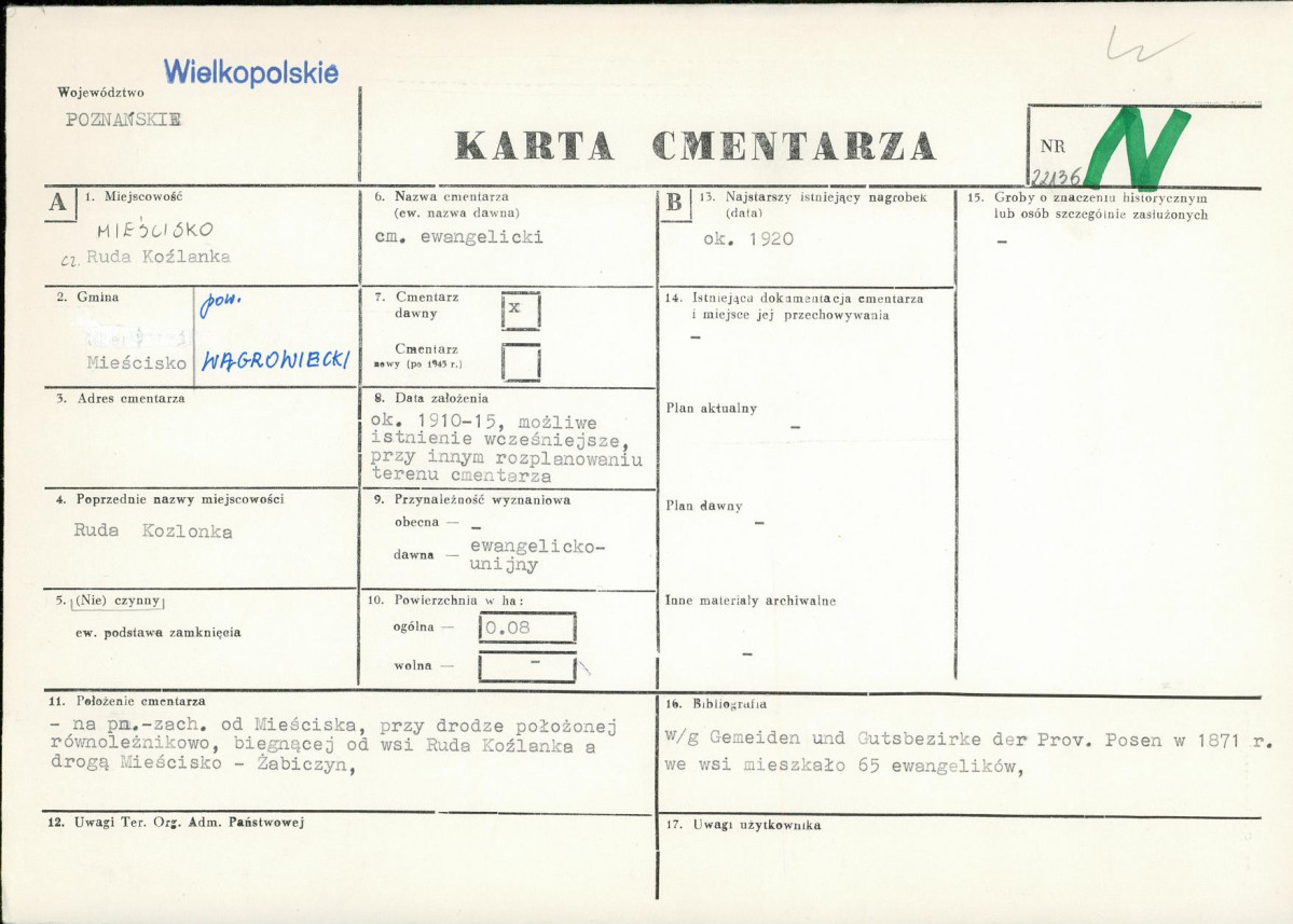 KC - Karta cmentarza, skan nr 1