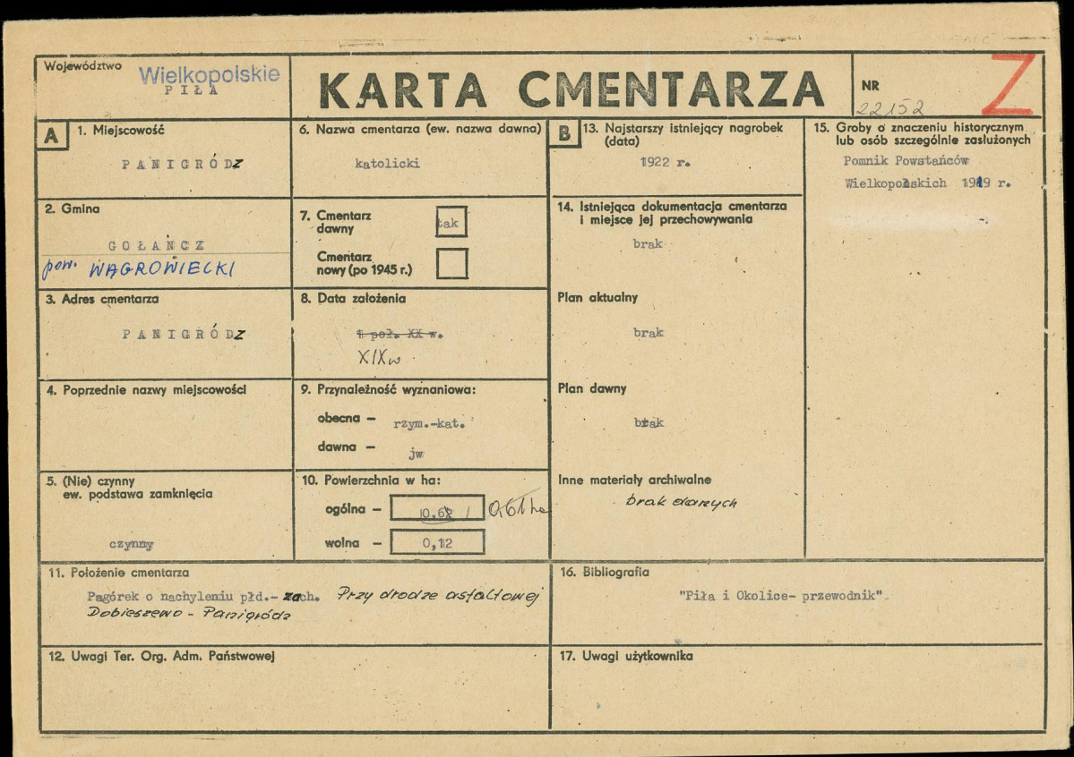 KC - Karta cmentarza, skan nr 1