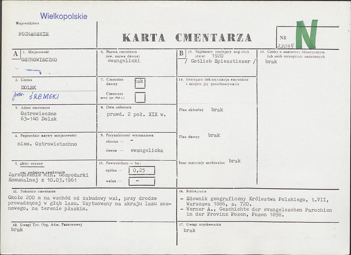 KC - Karta cmentarza, skan nr 1
