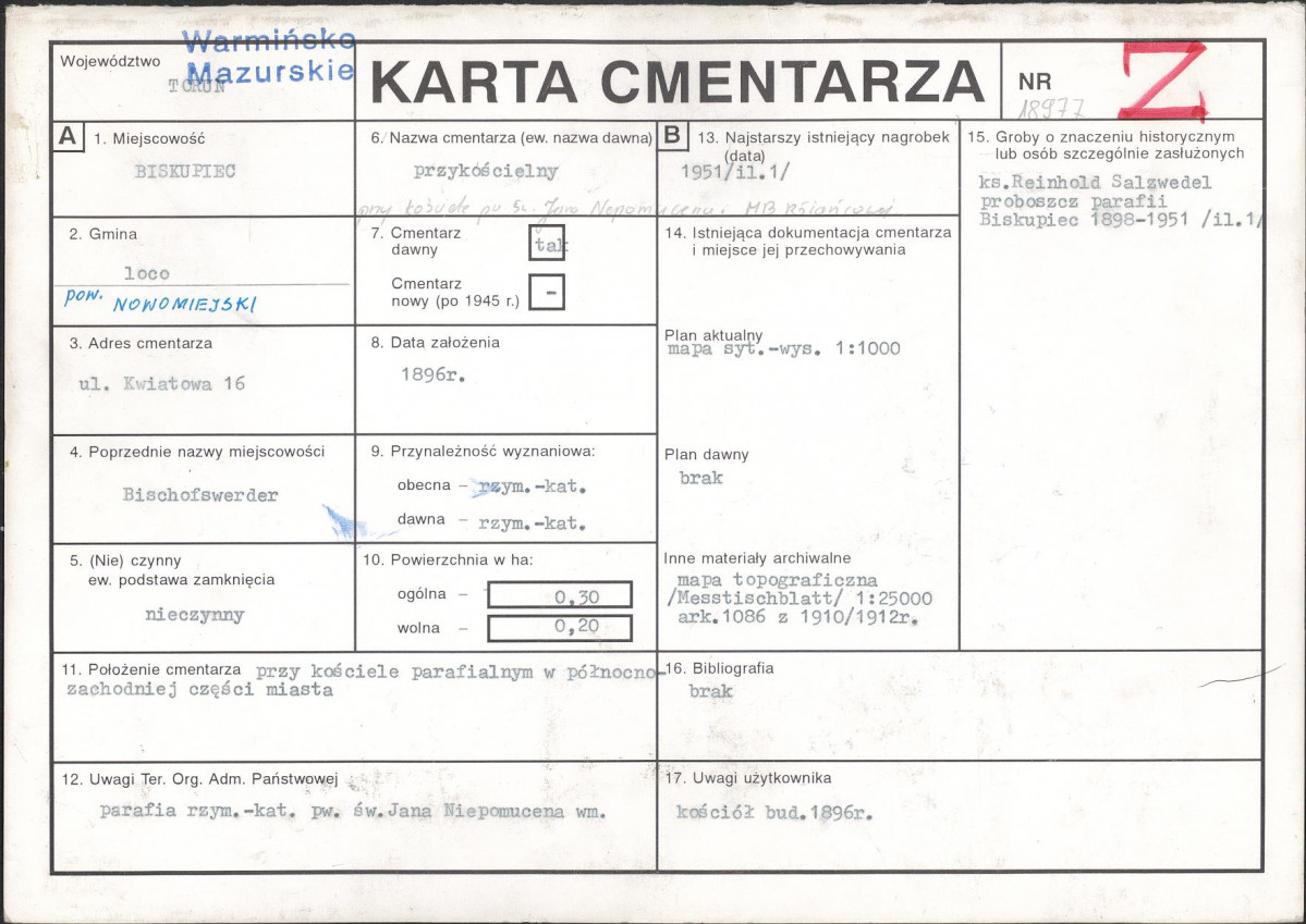 Karta cmentarza, skan nr 1