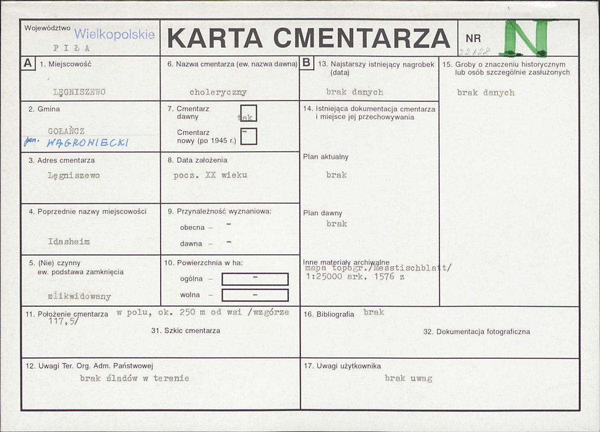 KC - Karta cmentarza, skan nr 1