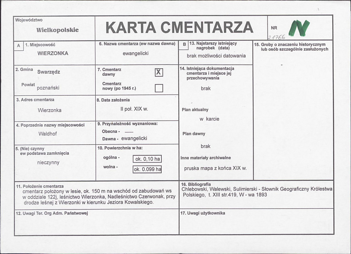 KC - Karta cmentarza, skan nr 1