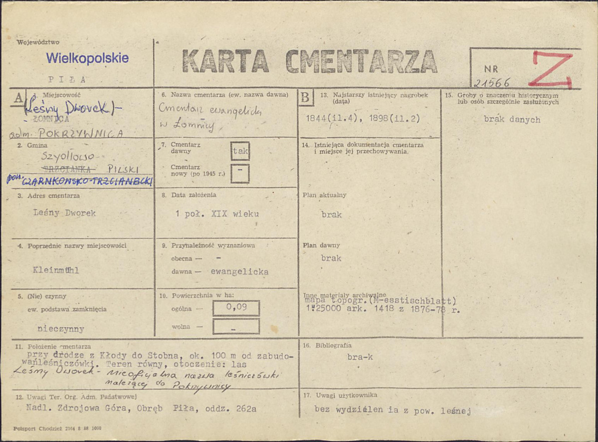 KC - Karta cmentarza, skan nr 1