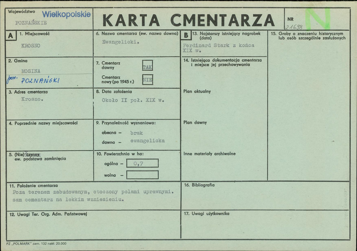 KC - Karta cmentarza, skan nr 1