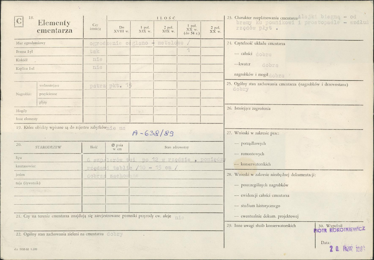 Karta cmentarza, skan nr 2