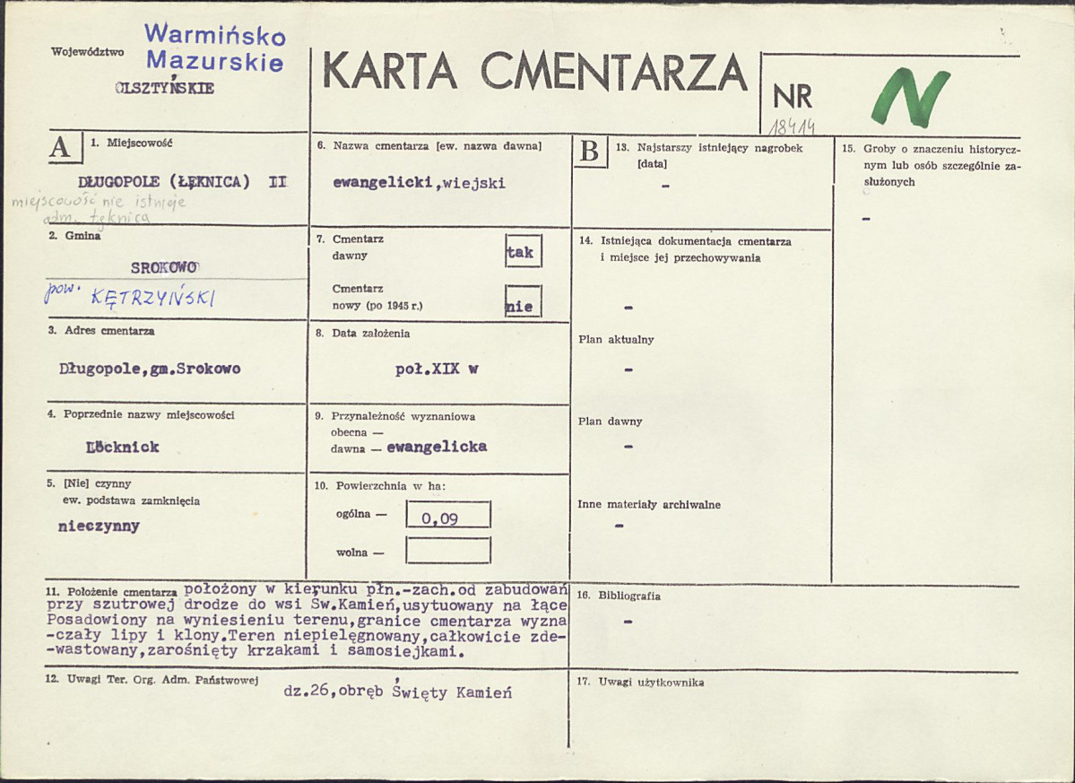 KC - Karta cmentarza, skan nr 1