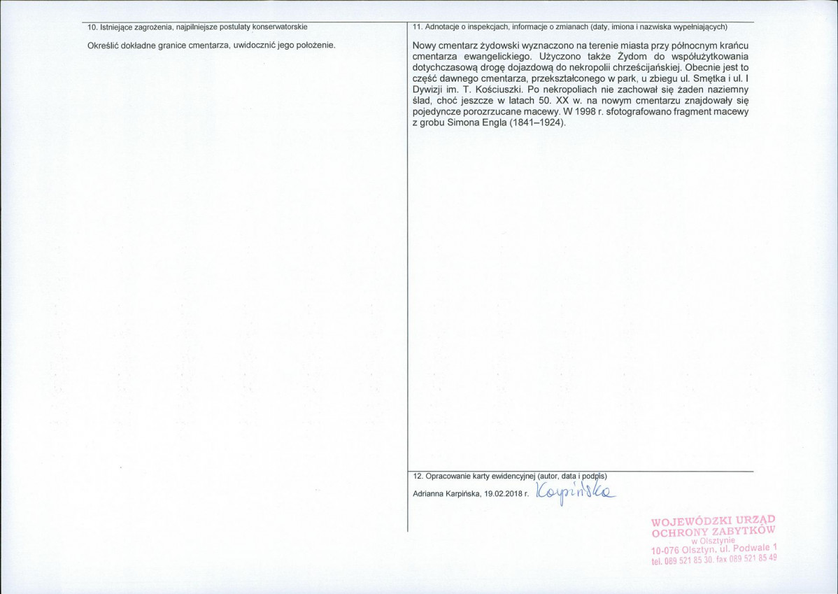 Karta obiektu niewpisanego do rejestru, skan nr 2