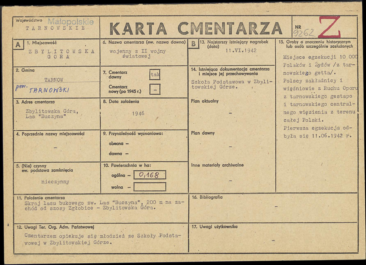 KC - Karta cmentarza, skan nr 1