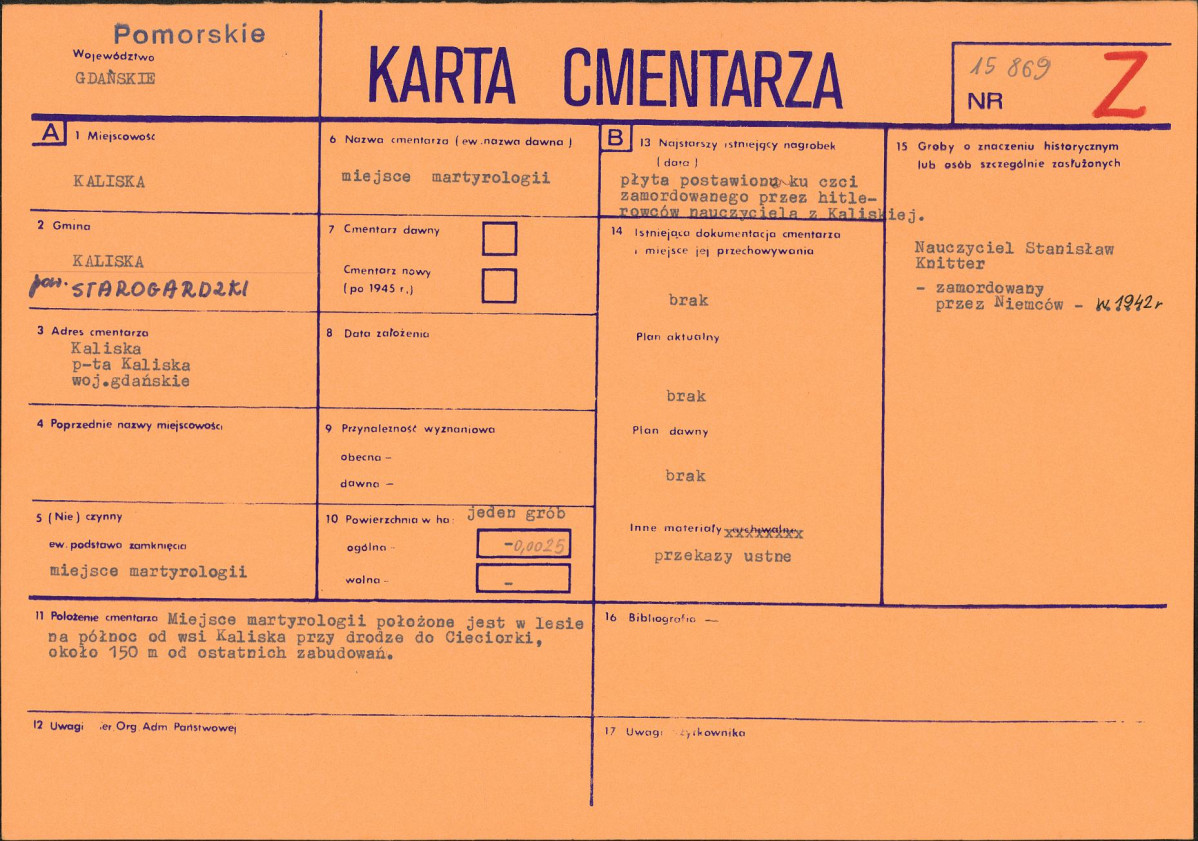 KC - Karta cmentarza, skan nr 1