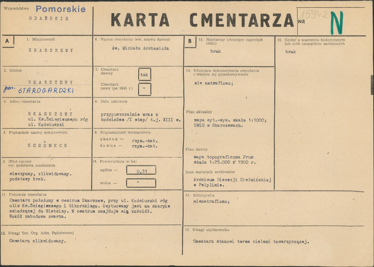 KC - Karta cmentarza, skan nr 1