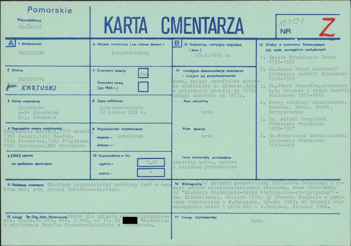 KC - Karta cmentarza, skan nr 1