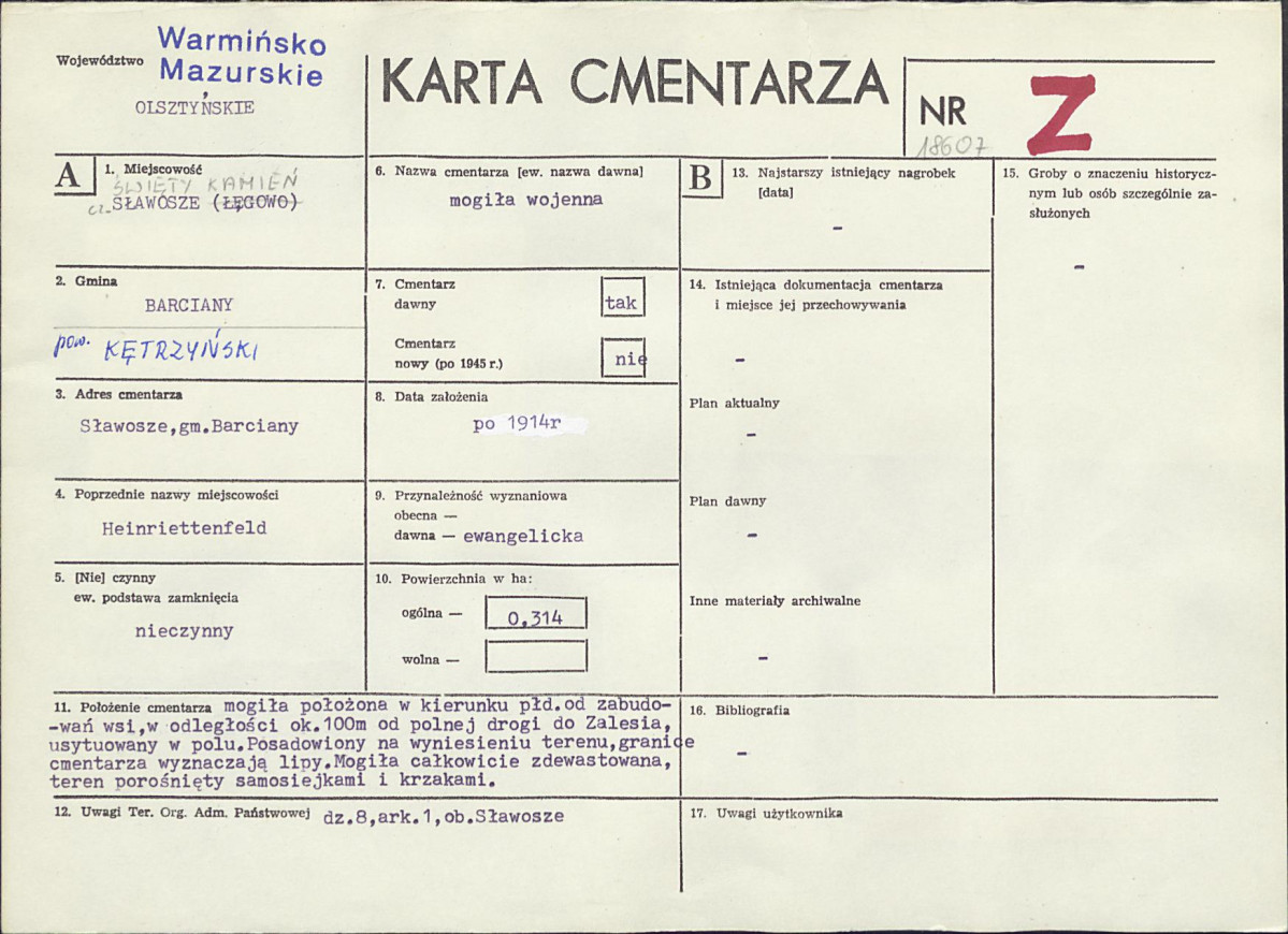 KC - Karta cmentarza, skan nr 1