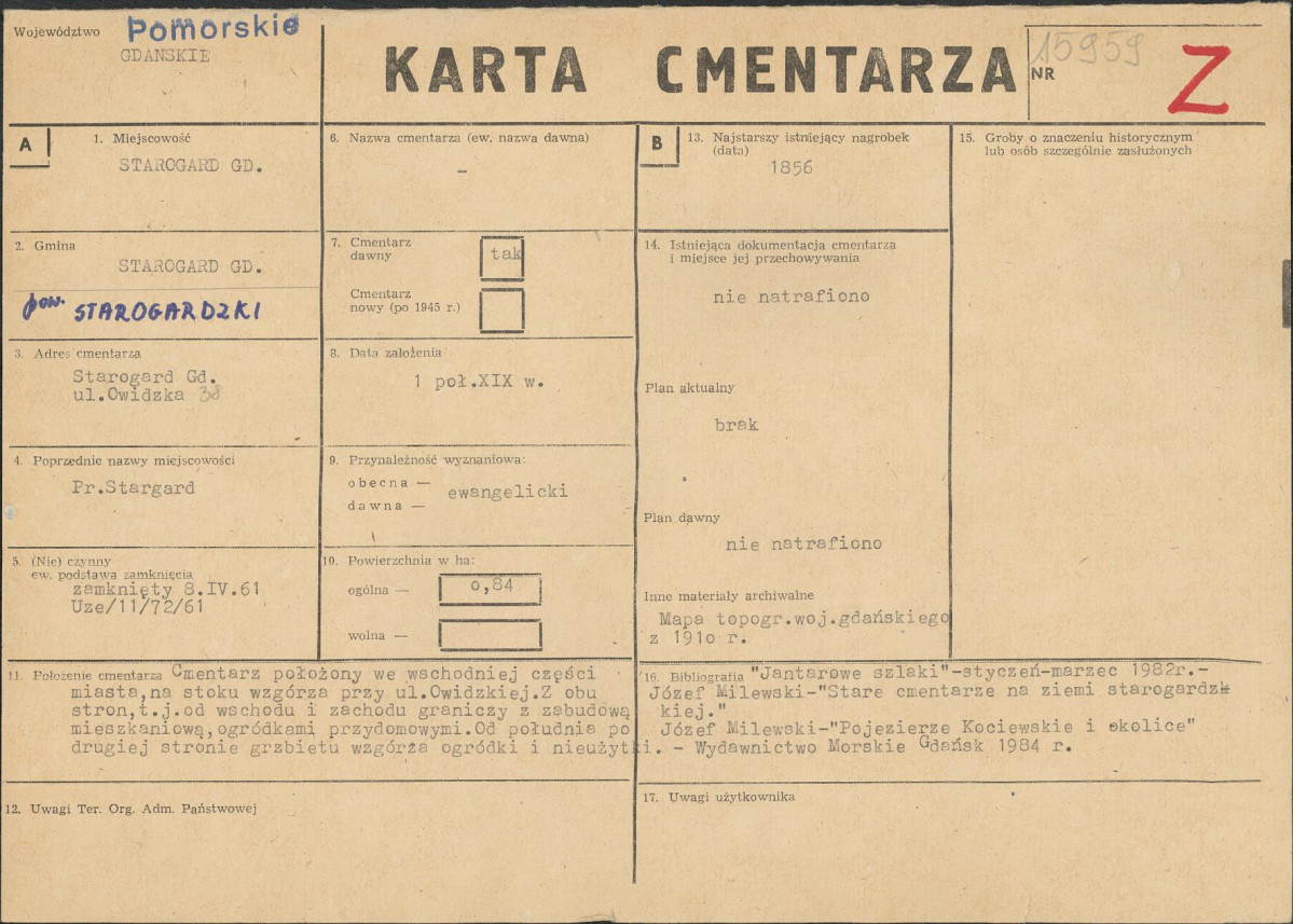 KC - Karta cmentarza, skan nr 1