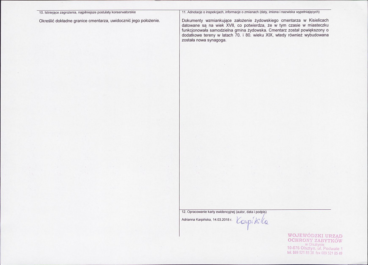KEZN - Karta obiektu niewpisanego do rejestru, skan nr 2