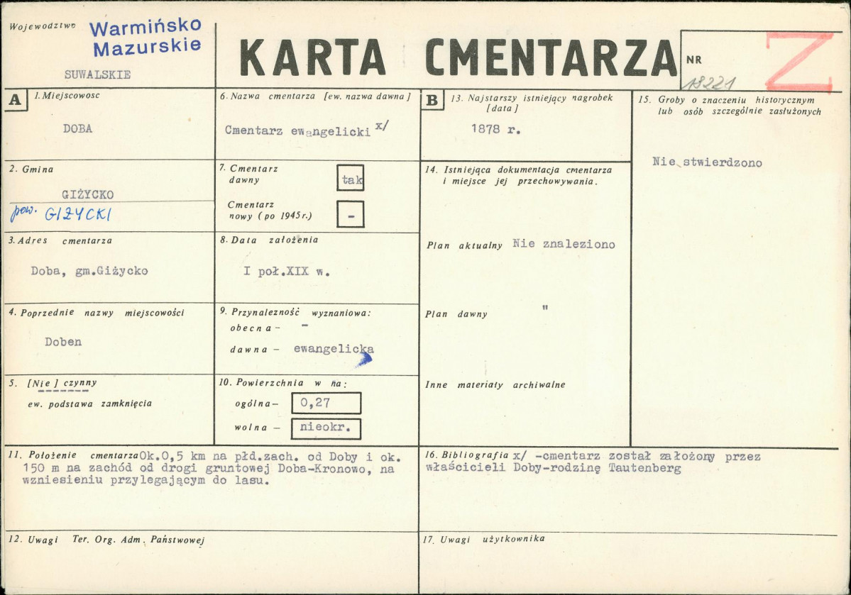 KC - Karta cmentarza, skan nr 1