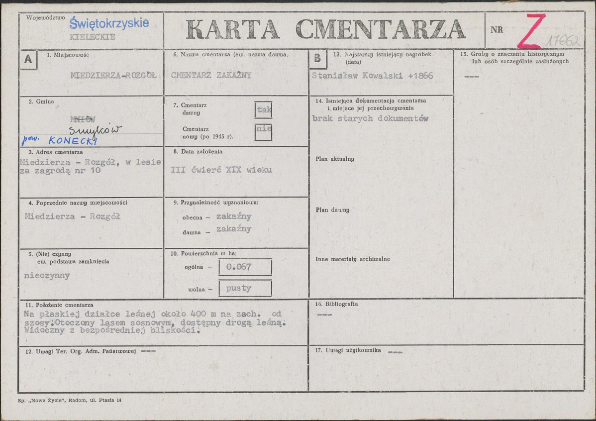 KC - Karta cmentarza, skan nr 1