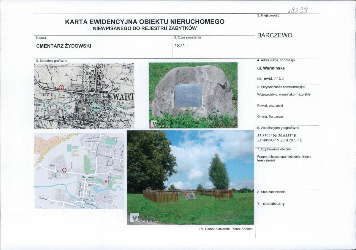 Karta obiektu niewpisanego do rejestru, skan nr 1