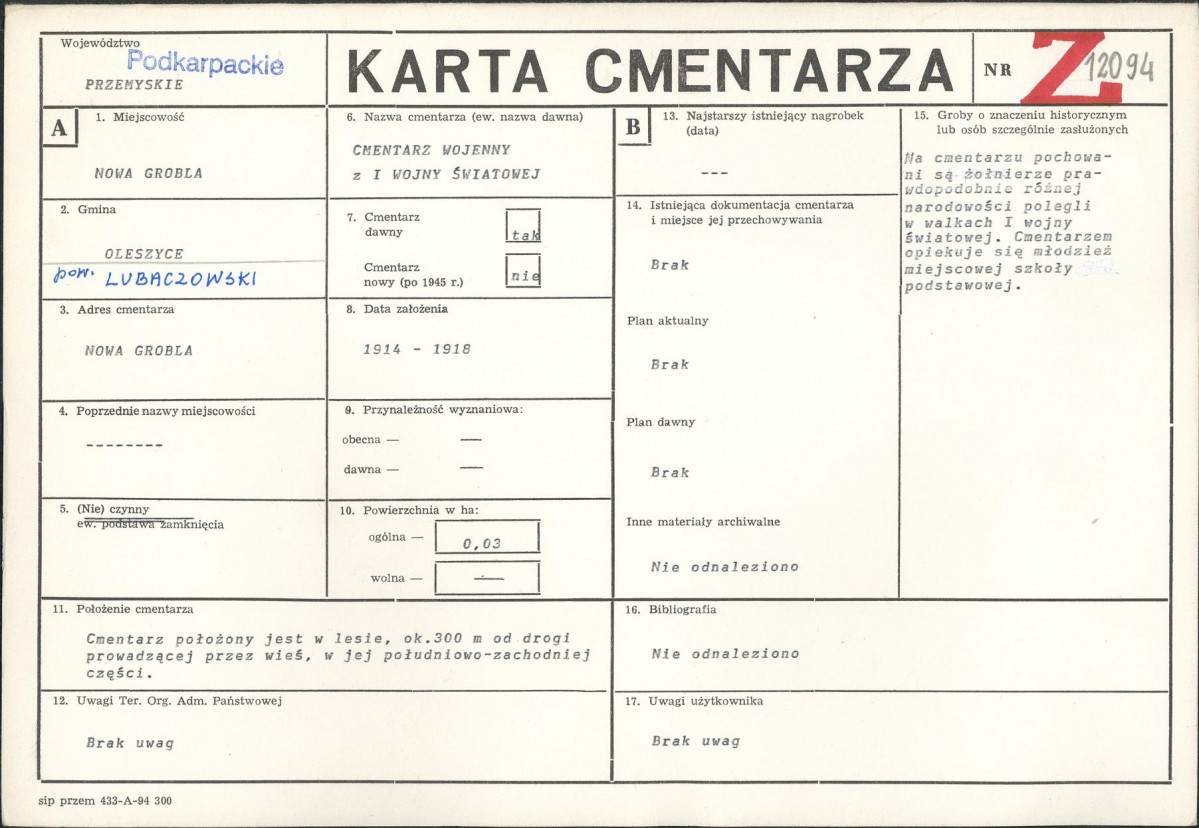 Karta cmentarza, skan nr 1