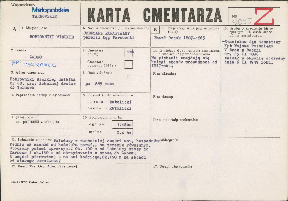 Karta cmentarza, skan nr 1