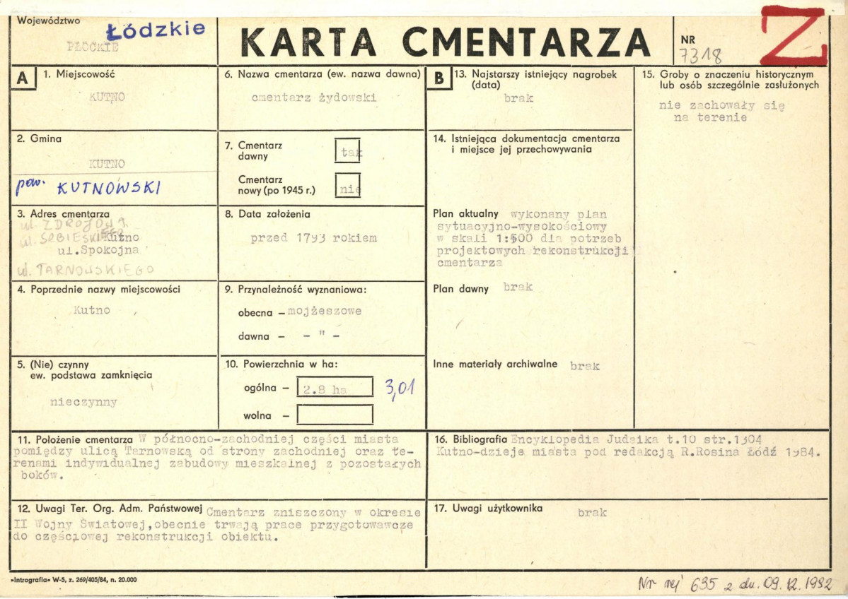 Karta cmentarza, skan nr 1