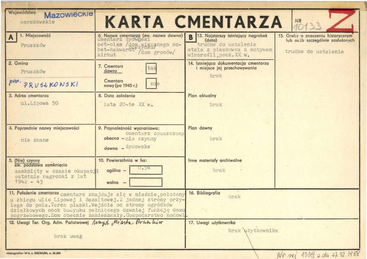 Karta cmentarza, skan nr 1