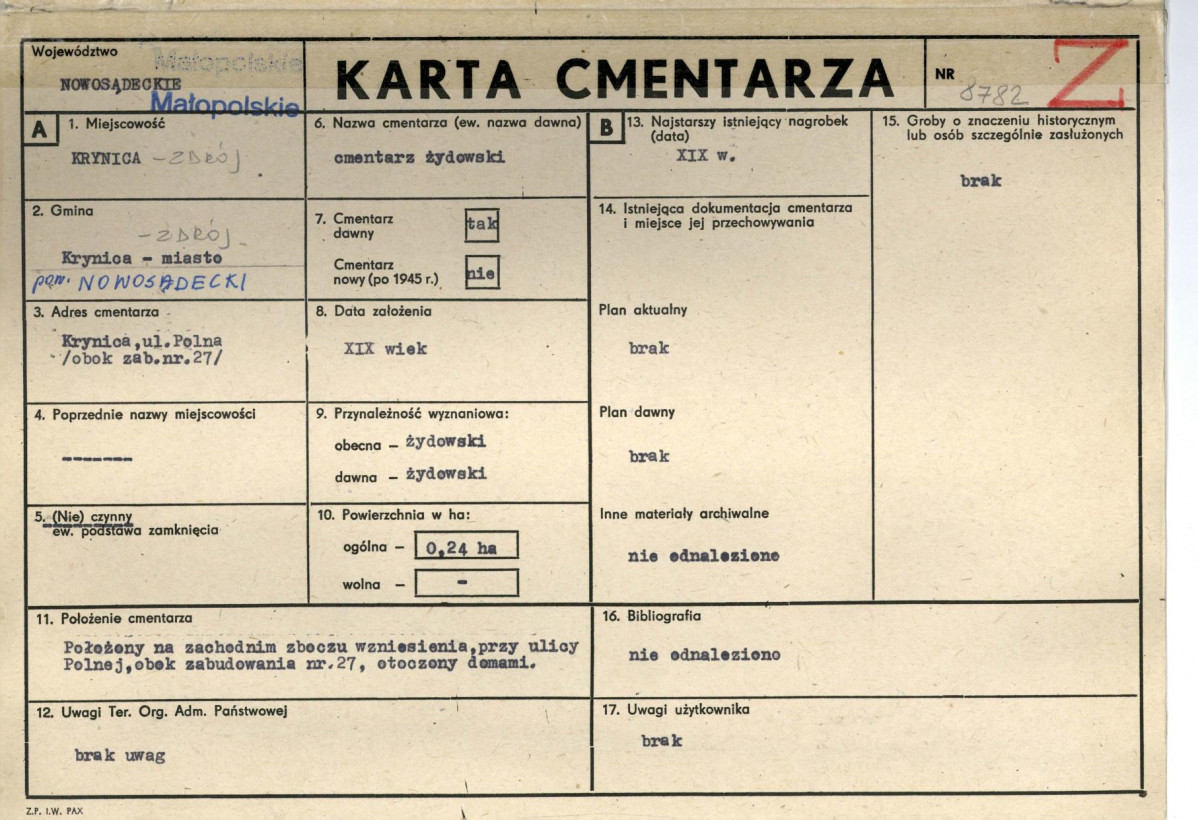 Karta cmentarza, skan nr 1