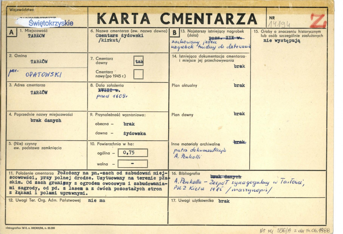 Karta cmentarza, skan nr 1