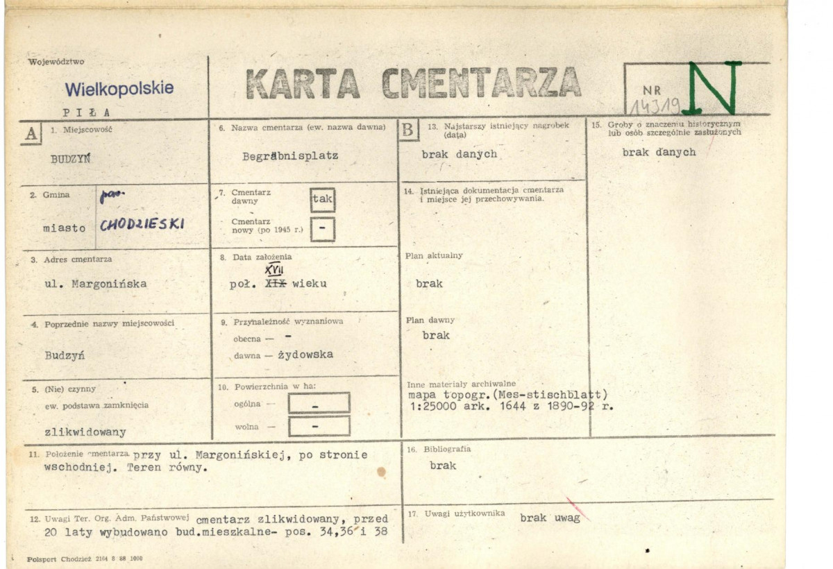 KC - Karta cmentarza, skan nr 1