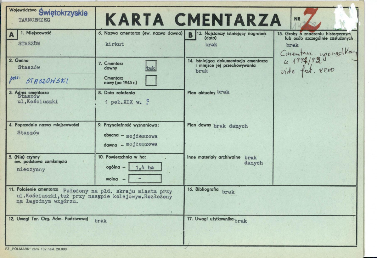 KC - Karta cmentarza, skan nr 1